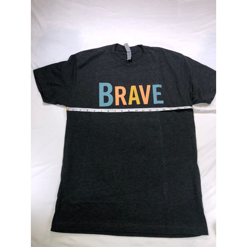 Brave Graphic T-Shirt Charcoal Heather Grey Short Sleeve Crewneck Mens Small - Picture 6 of 9